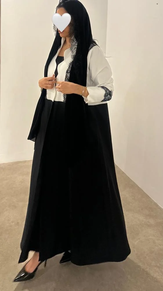 عباية زركون صيفي مع دانتيل + طرحة دانتيل (S06)