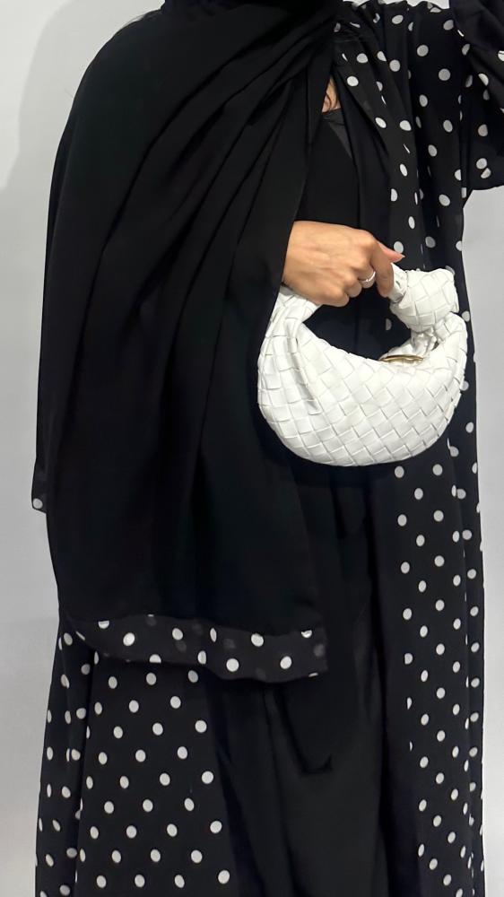 S05 عباية بوجهين شيفون وبلاك بيري – منقطة مع طرحة