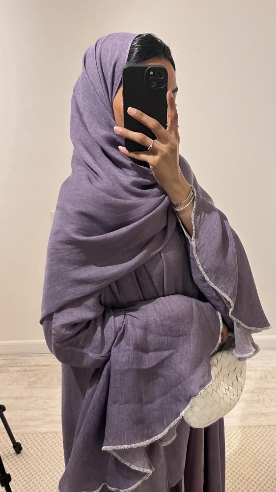 S01 – عباية قطن صيفي مبطن مع طرحة