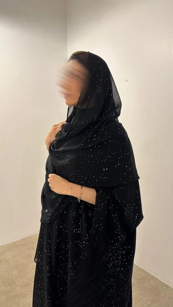 عباية شيفون سوداء مبطنة بقصة إماراتية واسعة – فري سايز موديل R02