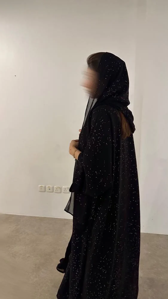 عباية شيفون سوداء مبطنة بقصة إماراتية واسعة – فري سايز موديل R02