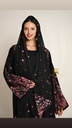 عباية صيفية سوداء بنقشة زهور وردية