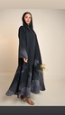 عباية سوداء صيفية بنقشة رمادية انسيابية