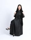 عباية جاكار اسود لف مع ربطات جانبية