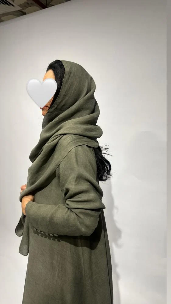 S04 – عباية قطن صيفي مبطن مع طرحة (48, S)