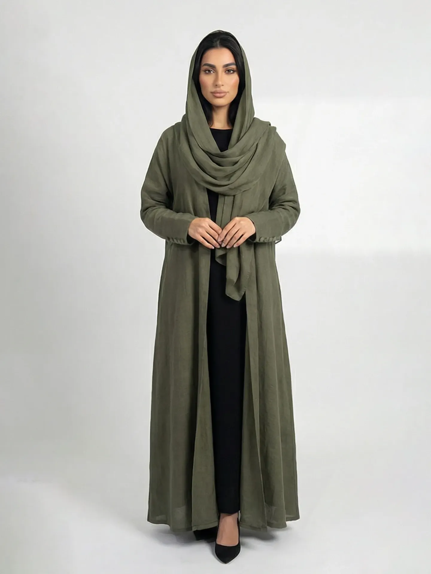 S04 – عباية قطن صيفي مبطن مع طرحة