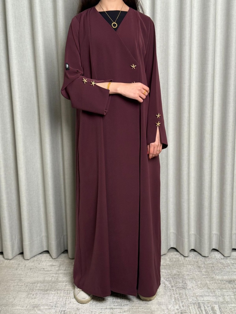 عباية بلون عنابي مع أزرار برونز (48)