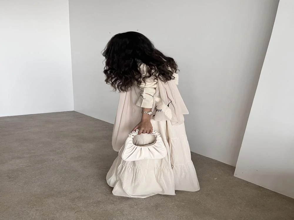 عباية لينن كلوش مطرزة بخيوط الصوف (48, S)