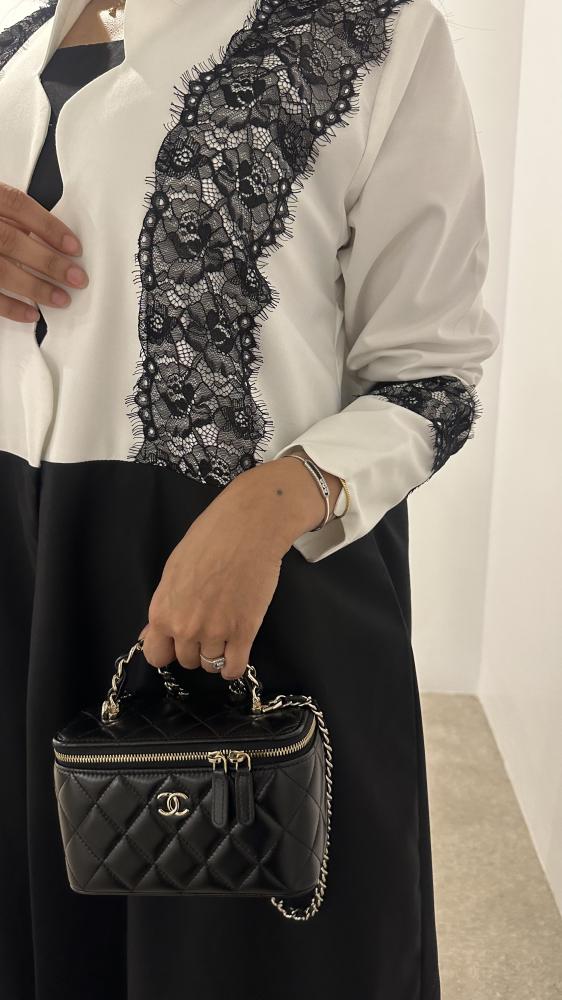 عباية زركون صيفي مع دانتيل + طرحة دانتيل (S06) (48, S)