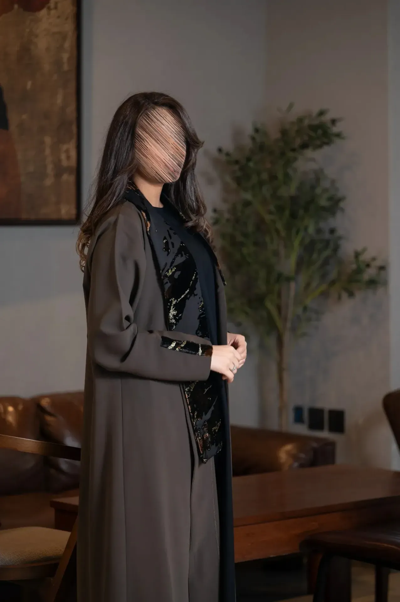 عباية  بمخمل مشجّر (هِيبة) (50)