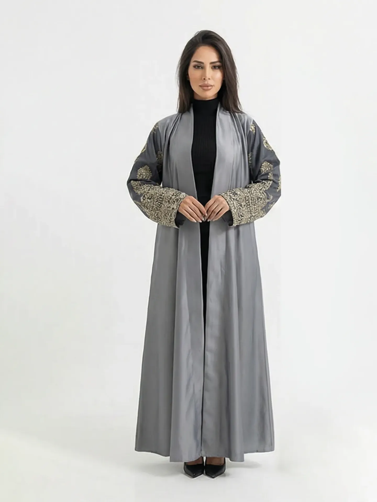 عباية فاخرة بلون رمادي راقٍ  (52)
